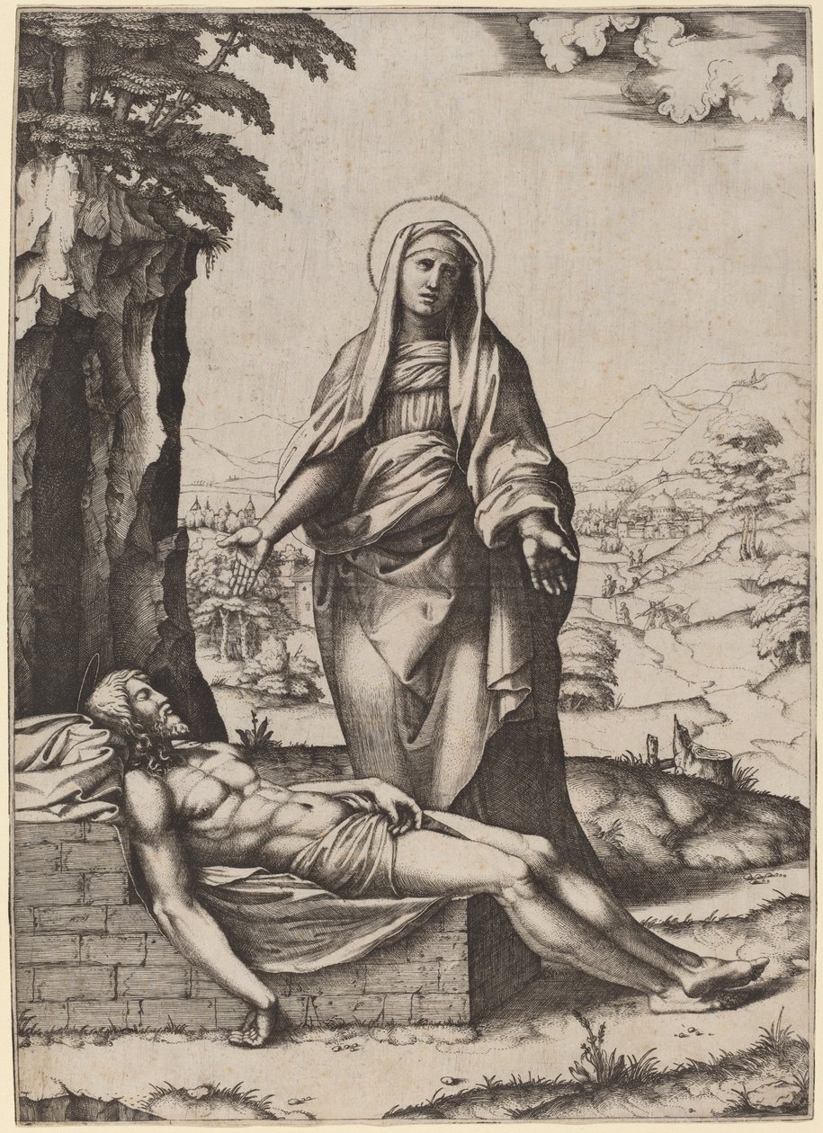 Il compianto della Vergine da Marcantonio Raimondi after Raphael