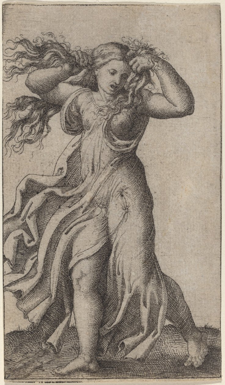 Donna che si tira i capelli da Marcantonio Raimondi possibly after Francesco Francia