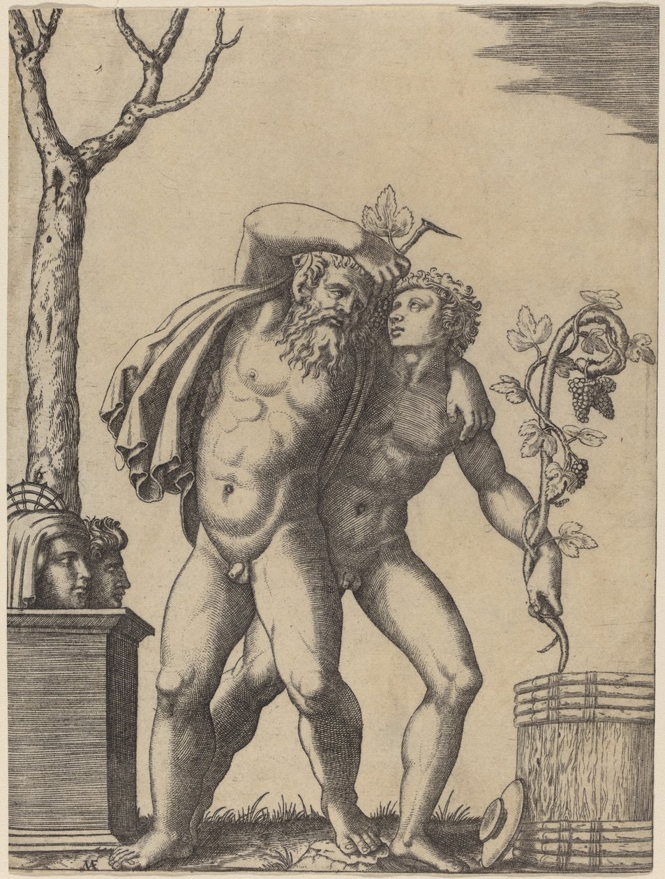 Un giovane e un vecchio baccante da Marcantonio Raimondi possibly after Raphael possibly after Giulio Romano