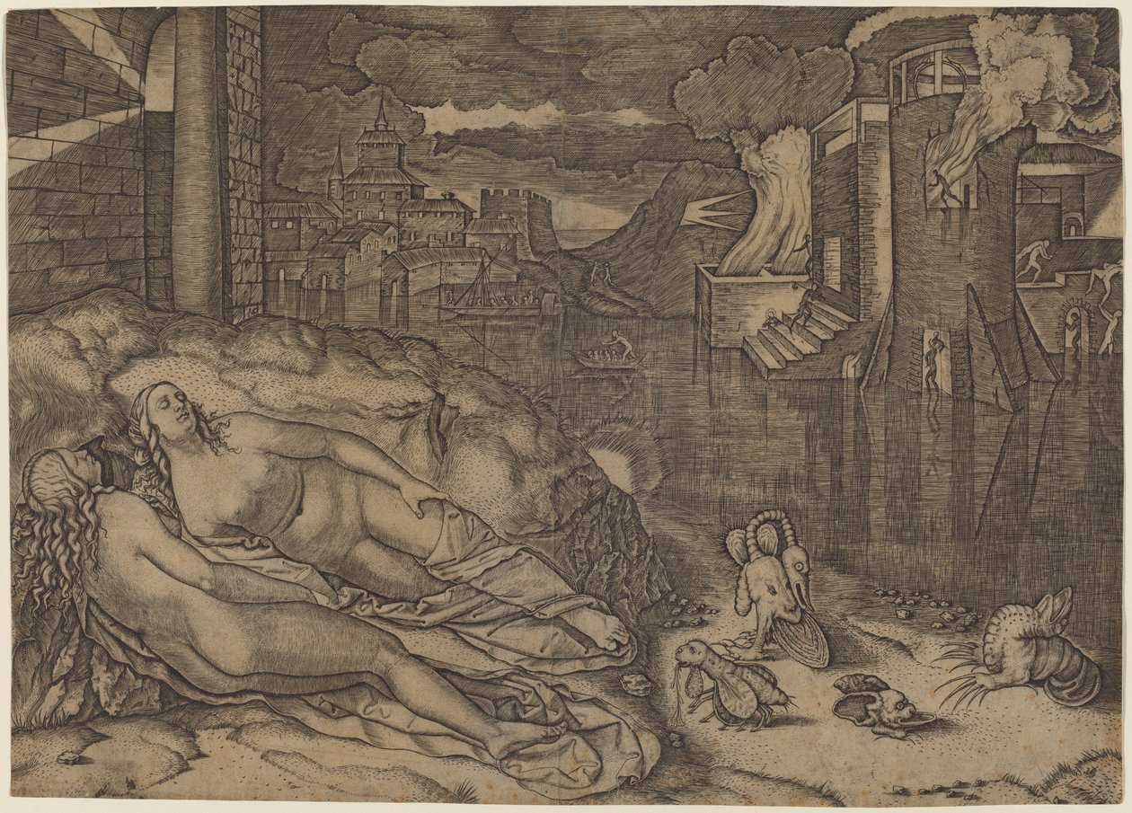Il sogno di Raffaello da Marcantonio Raimondi possibly after Raphael