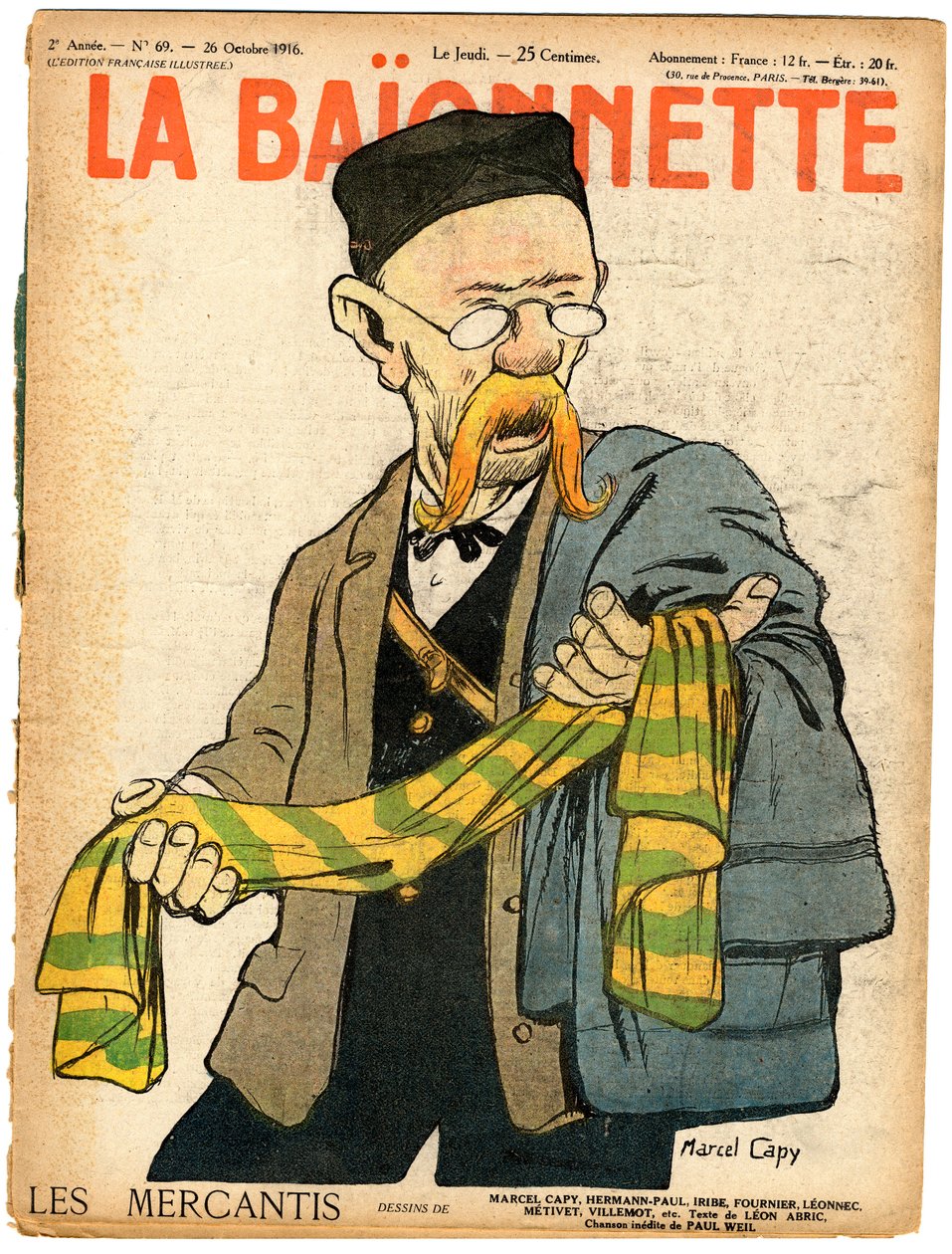 Copertina di "La Baionnette", Satirico a Colori da Marcel Amable O.L. Capy