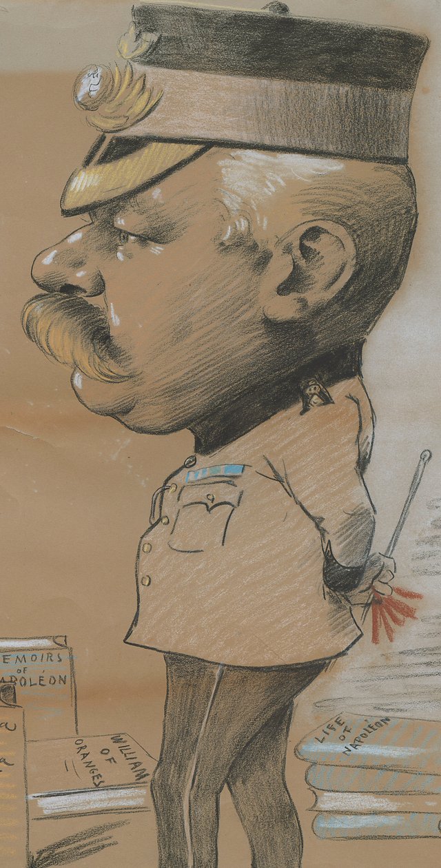Caricatura di un Tenente Colonnello Non Identificato della Fanteria Leggera dei Marines Reali, 1893 da Marcel Pic