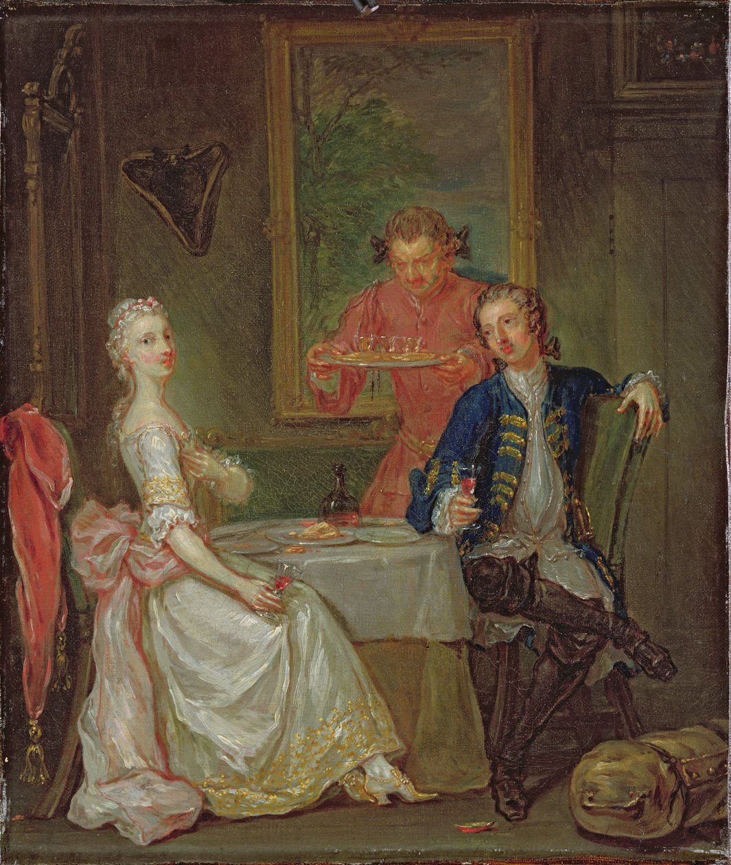 Conversazione a cena (Un uomo e una donna che bevono a cena) da Marcellus the Younger Laroon