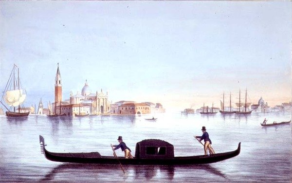 Gondola Veneziana, inciso da Brizeghel (litografia) da Marco (after) Moro