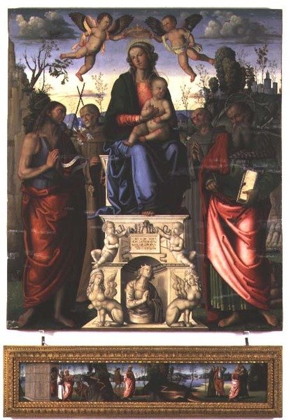 Madonna col Bambino con San Giovanni Battista, San Bernardino da Siena e San Girolamo da Marco (attr. to) Meloni