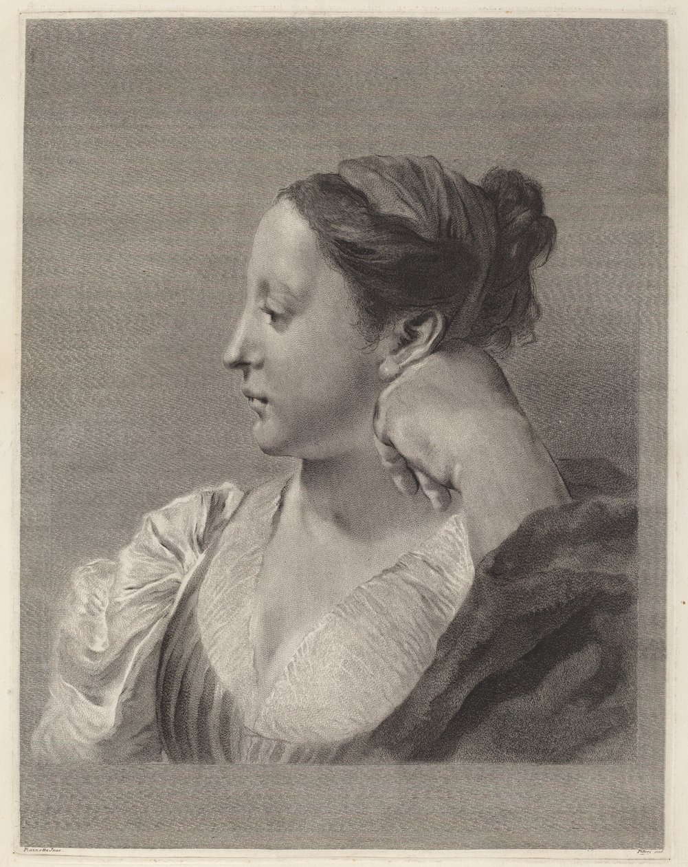 Giovane donna di profilo da Marco Alvise Pitteri after Giovanni Battista Piazzetta