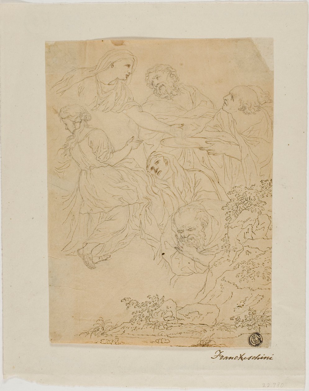 Schizzi di figure, paesaggio da Marcantonio Franceschini
