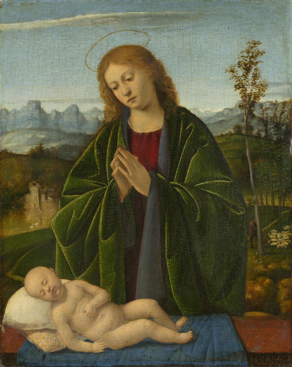Madonna che adora il bambino, c. 1520 da Marco Basaiti
