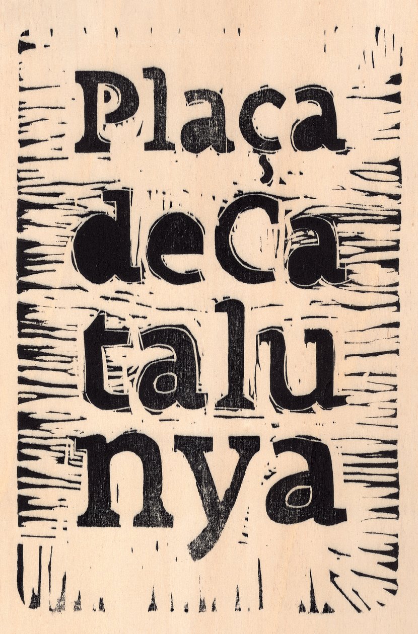 Barcellona, 2017 (linoleum su legno) da Marco Campedelli