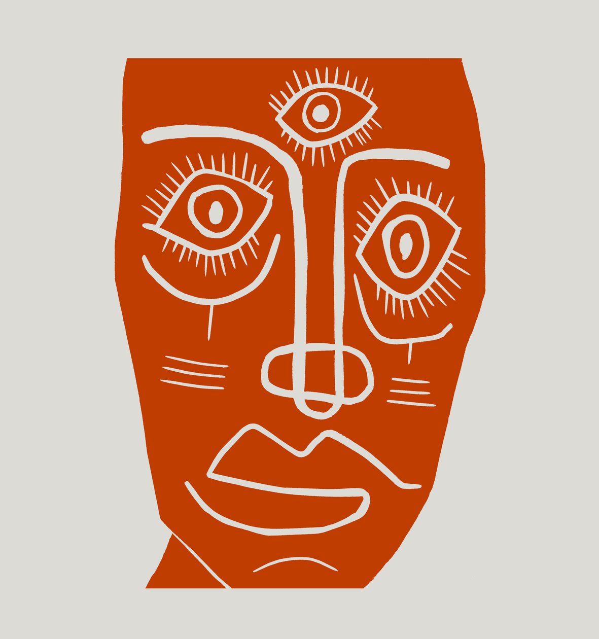 Maschera, 2023 (linoleum su carta) da Marco Campedelli
