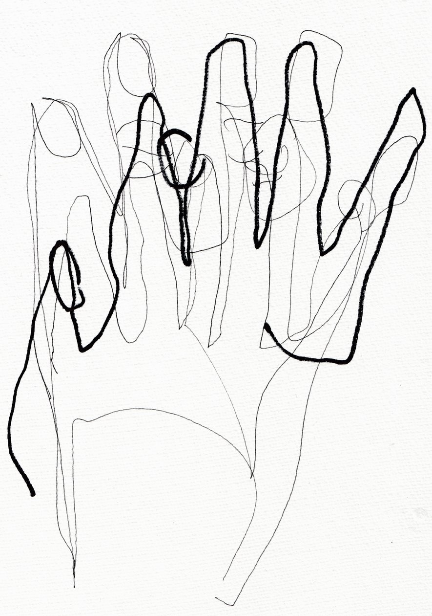 Psyco Hand, 2017 (penna e pennarello su carta) da Marco Campedelli