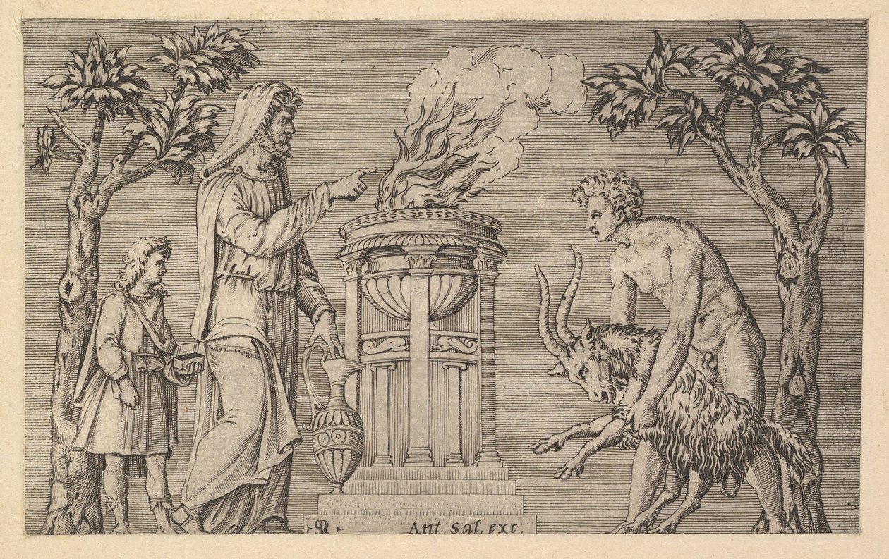 Speculum Romanae Magnificentiae: Il Sacrificio di un Ariete, XVI secolo da Marco Dente