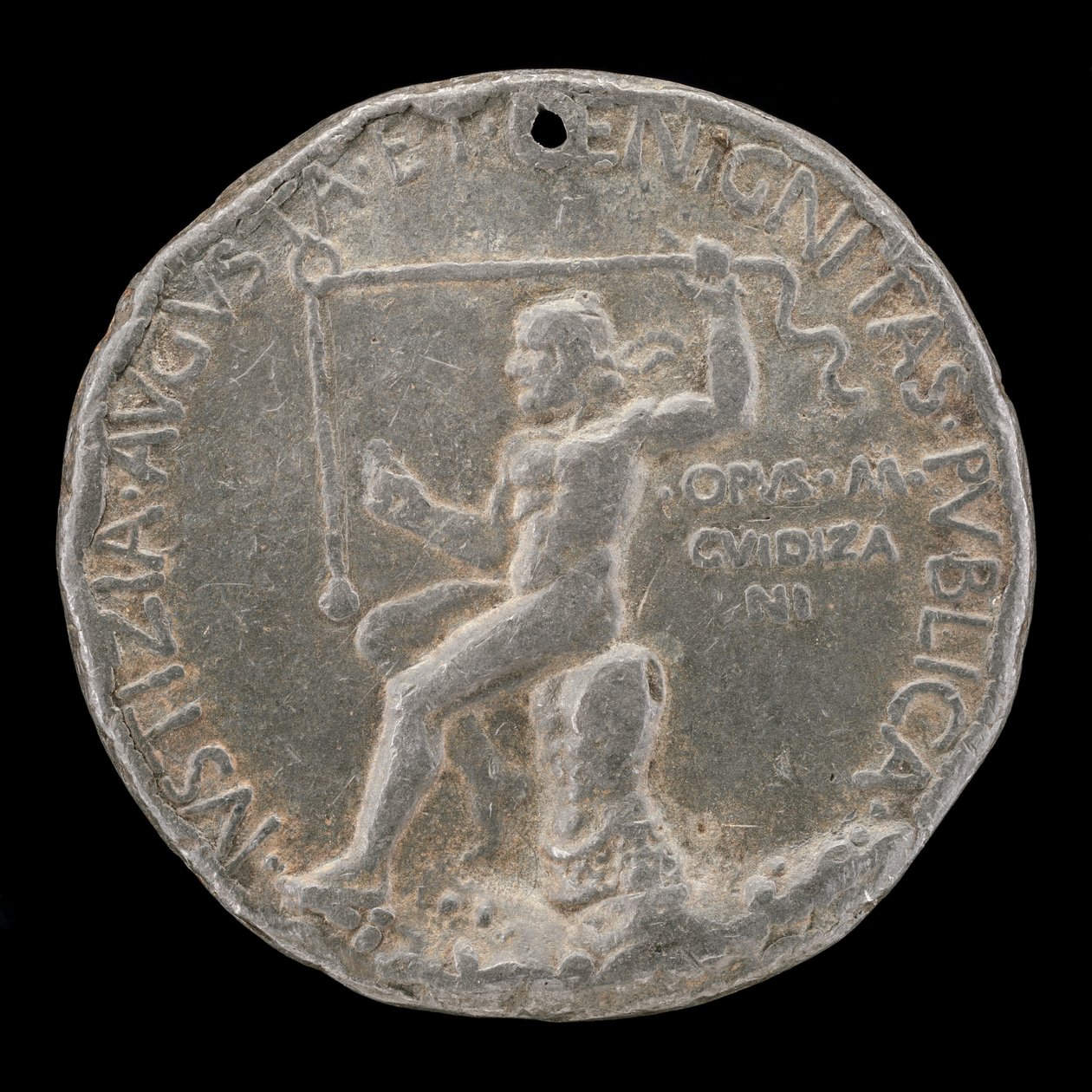 Figura laureata che tiene una linea a piombo (retro) da Marco Guidizani