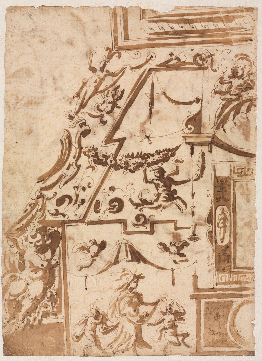 Grottesco con un centauro saltante verso, c. 1565-1588 da Marco Marchetti