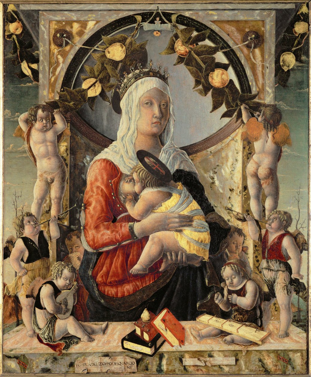 Madonna con bambino circondata da otto angeli ... da Marco Zoppo