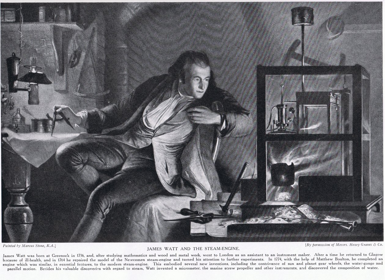 James Watt e la Macchina a Vapore, illustrazione da 