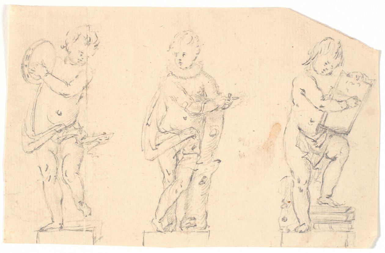 Foglio di studio con tre putti da Marcus Tuscher