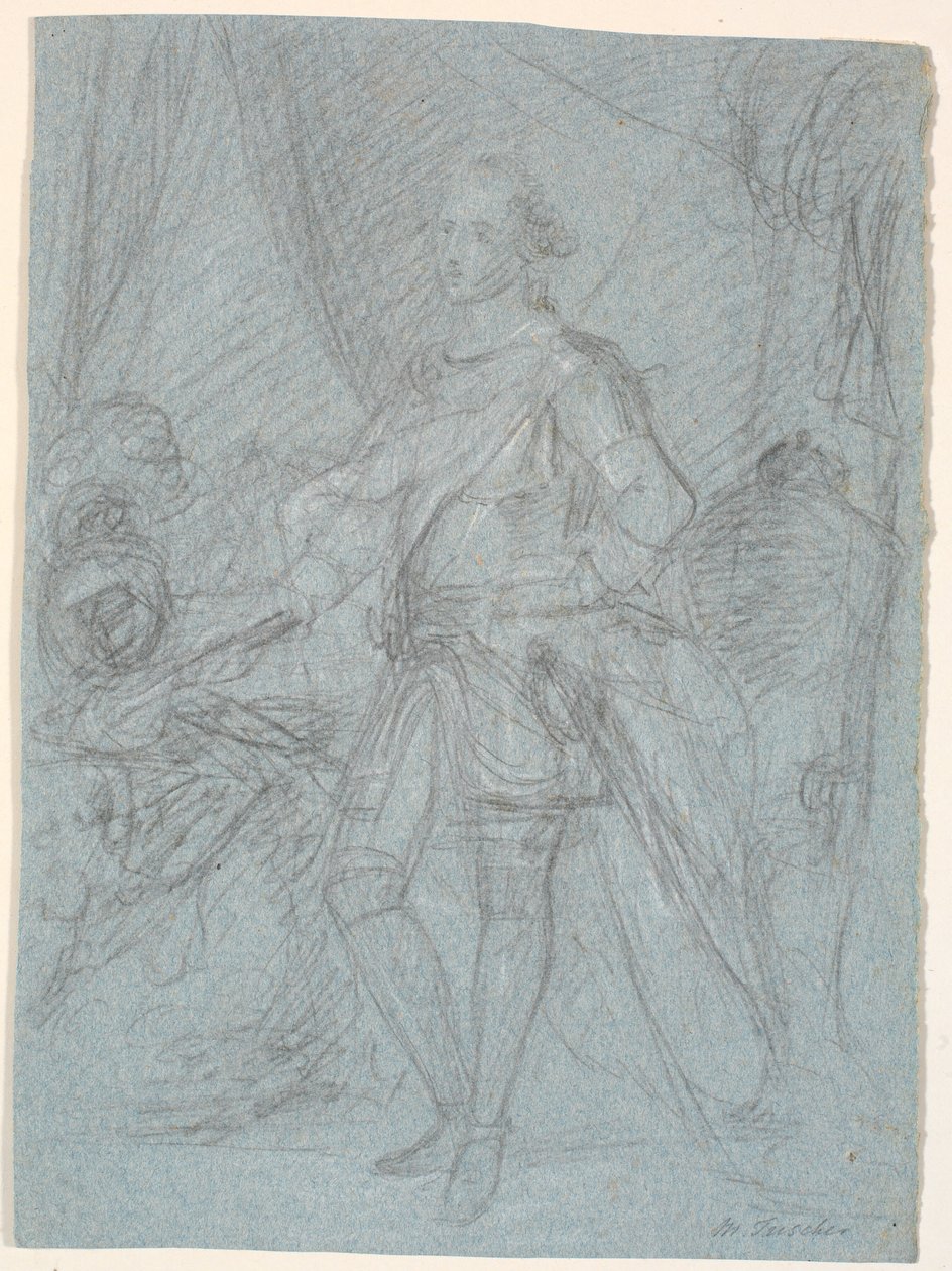 Bozza per ritratto a figura intera. Studio per il ritratto di famiglia di Chr. VI (Rosenborg)? Federico V come principe ereditario da Marcus Tuscher