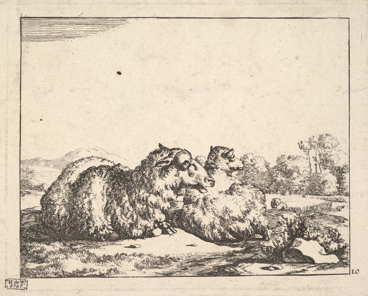 Pecore, da una serie di 16 piatti, 1664 da Marcus de Bye