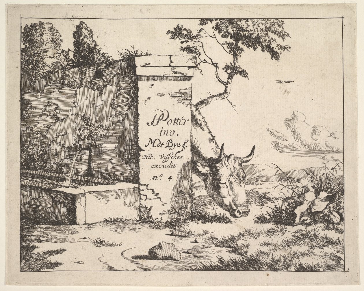 Pagina del titolo per Diverses vaches et boeufs dopo Paulus Potter da Marcus de Bye