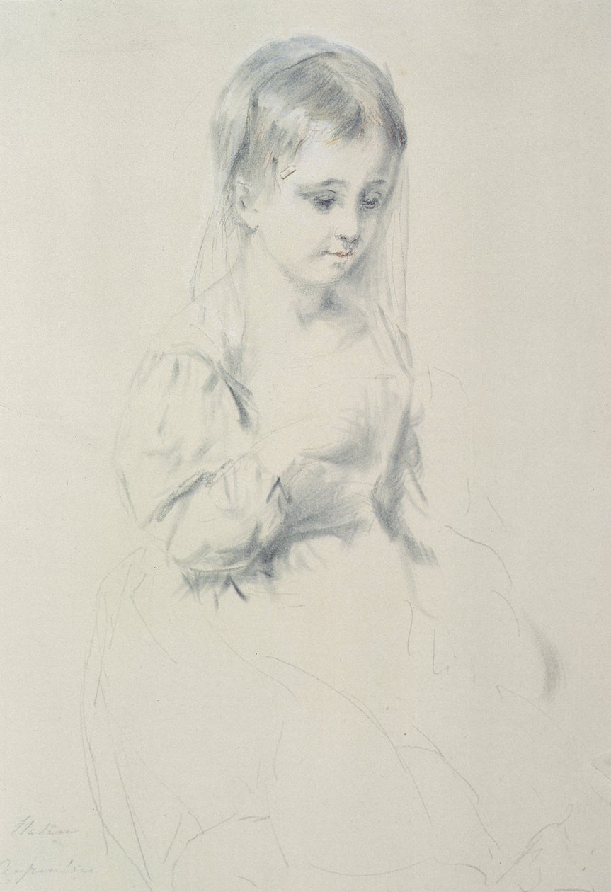 Studio di ritratto di una giovane ragazza da Margaret Sarah Carpenter