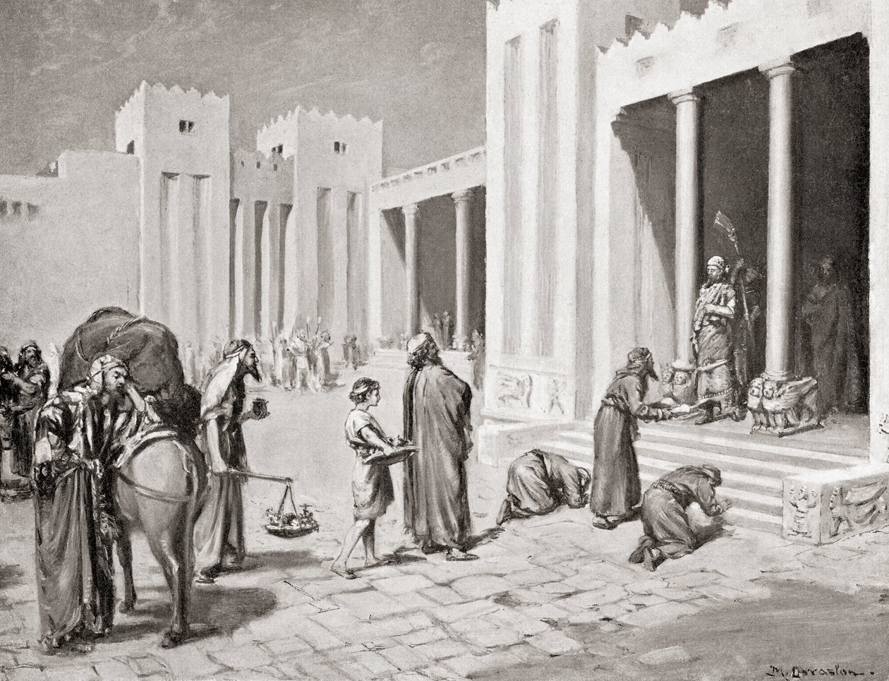 Un principe siro-ittita a colloquio con un gruppo di sudditi semiti nel Bit-hilani, da Hutchinson