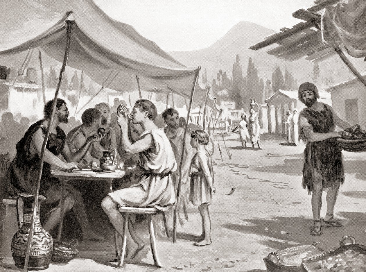 Una delle leggi di Licurgo, il riformatore spartano, era che nessuno avrebbe dovuto consumare i propri pasti a casa o in privato, da Hutchinson