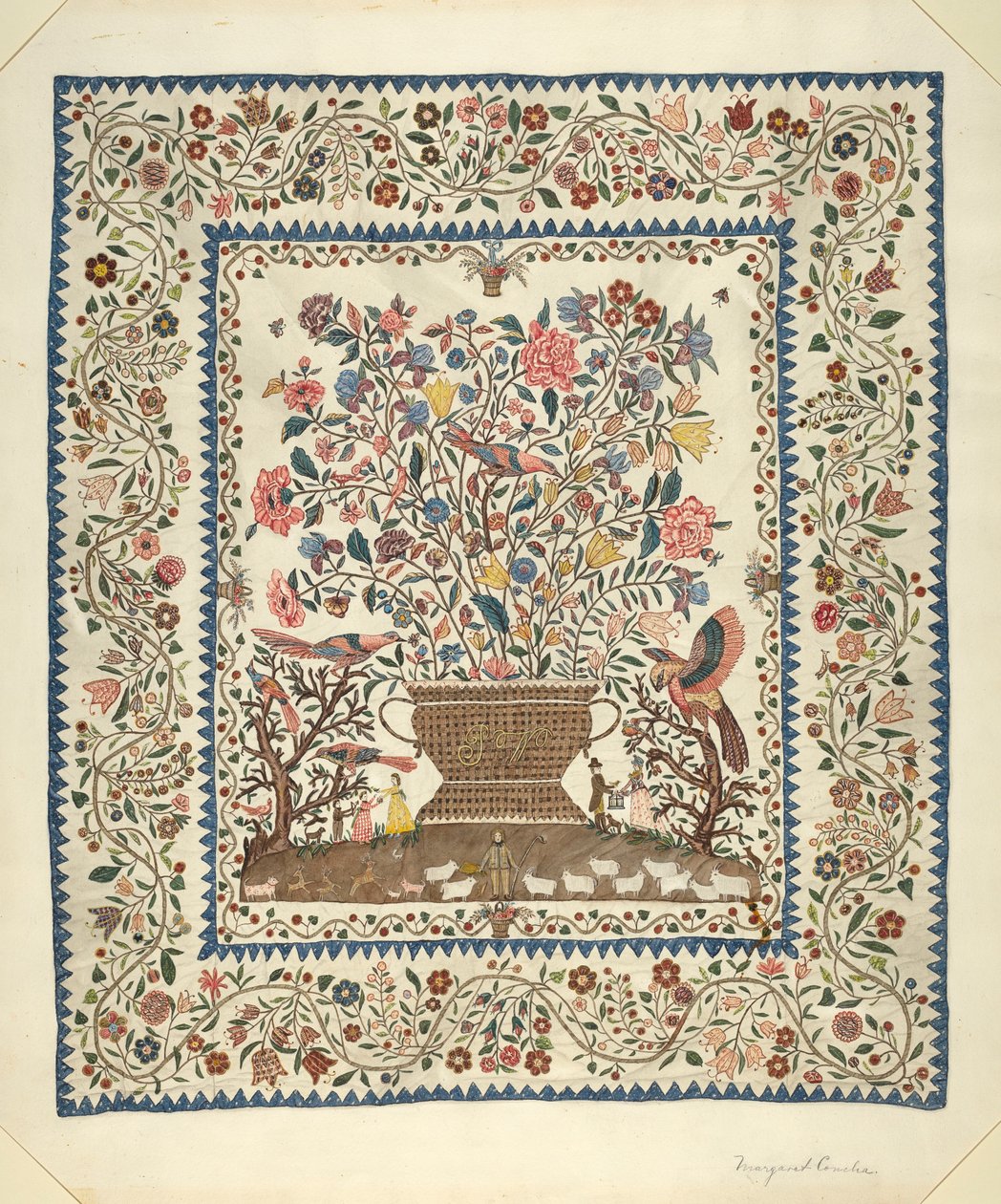 Coperta applicata e ricamata, 1935-1942 da Margaret Concha