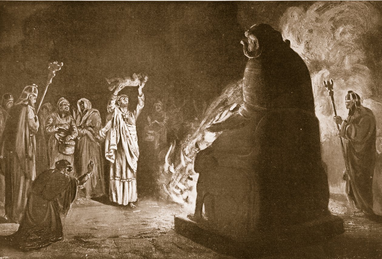 Un sacrificio fenicio a Moloch, illustrazione da "Hutchinson
