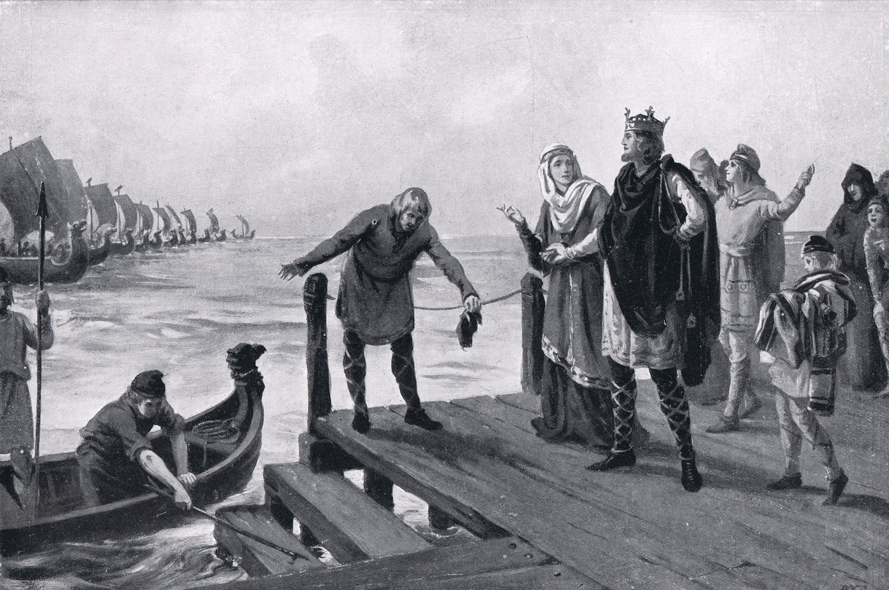 Edgar il pacifico che tiene una rassegna navale AD973 da Margaret Dovaston