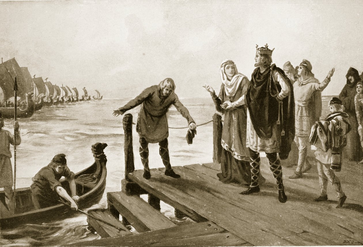 Edgar il pacifico che tiene una rassegna navale, illustrazione da "Hutchinson