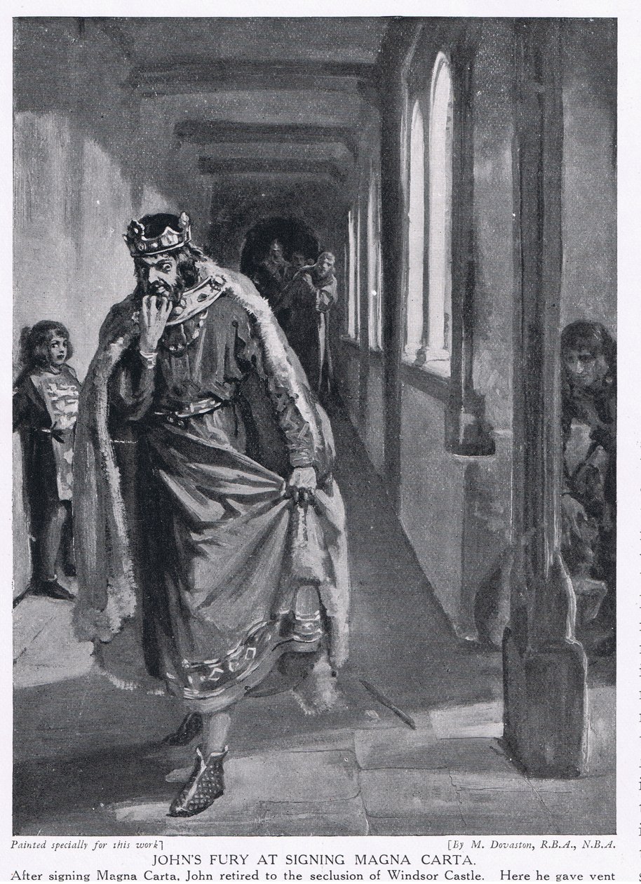 La furia di Giovanni alla firma della Magna Carta AD1215 da Margaret Dovaston