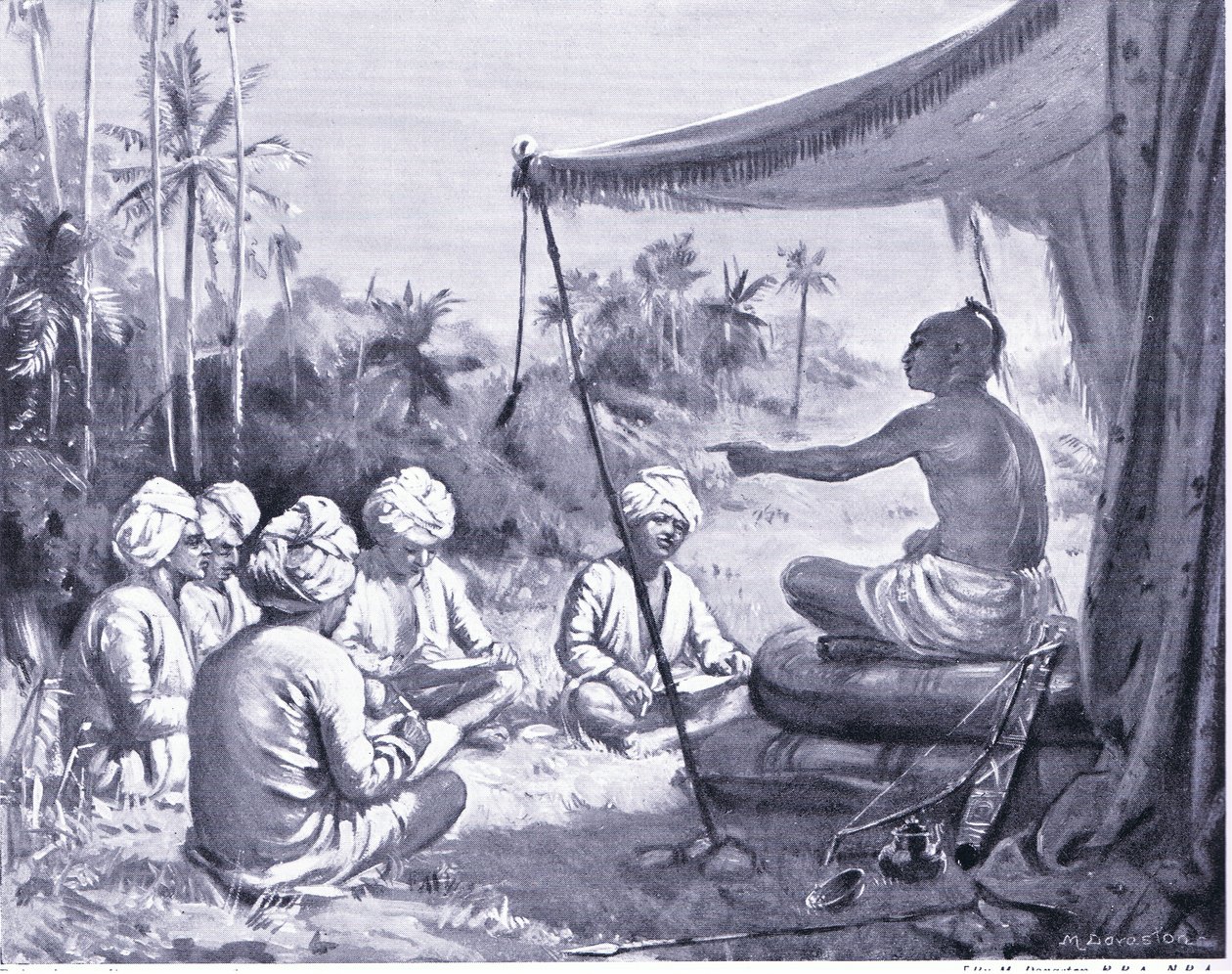 Kulottunga Chola istruisce i suoi topografi 1086 d.C. (litografia) da Margaret Dovaston