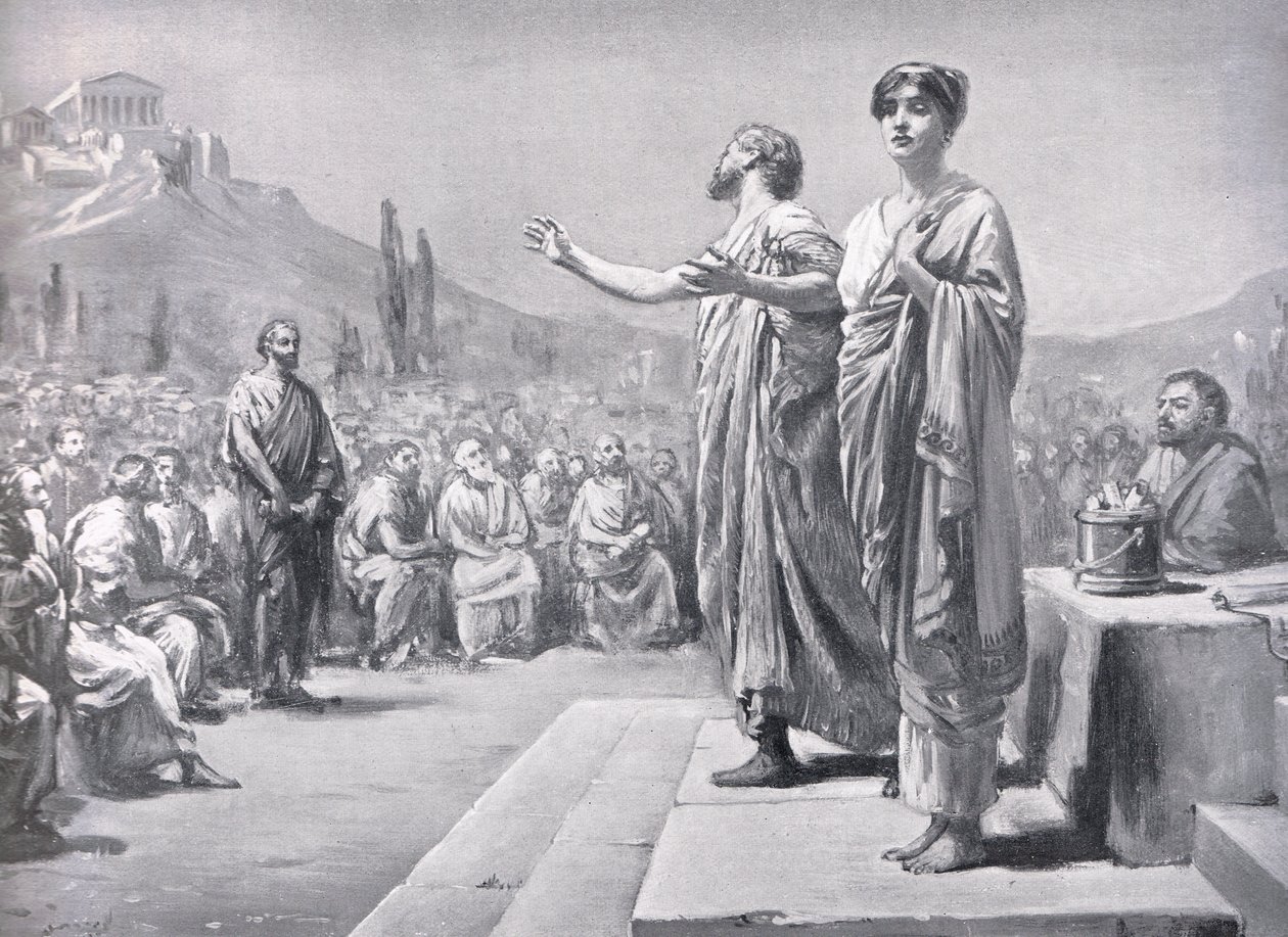 Pericle che implora Aspasia, illustrazione da "Hutchinson