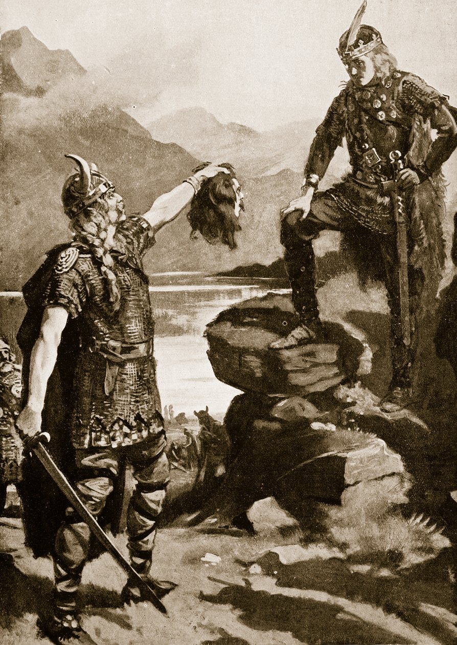 La testa di Donald Macwilliam presentata ad Alessandro II, illustrazione da "Hutchinson