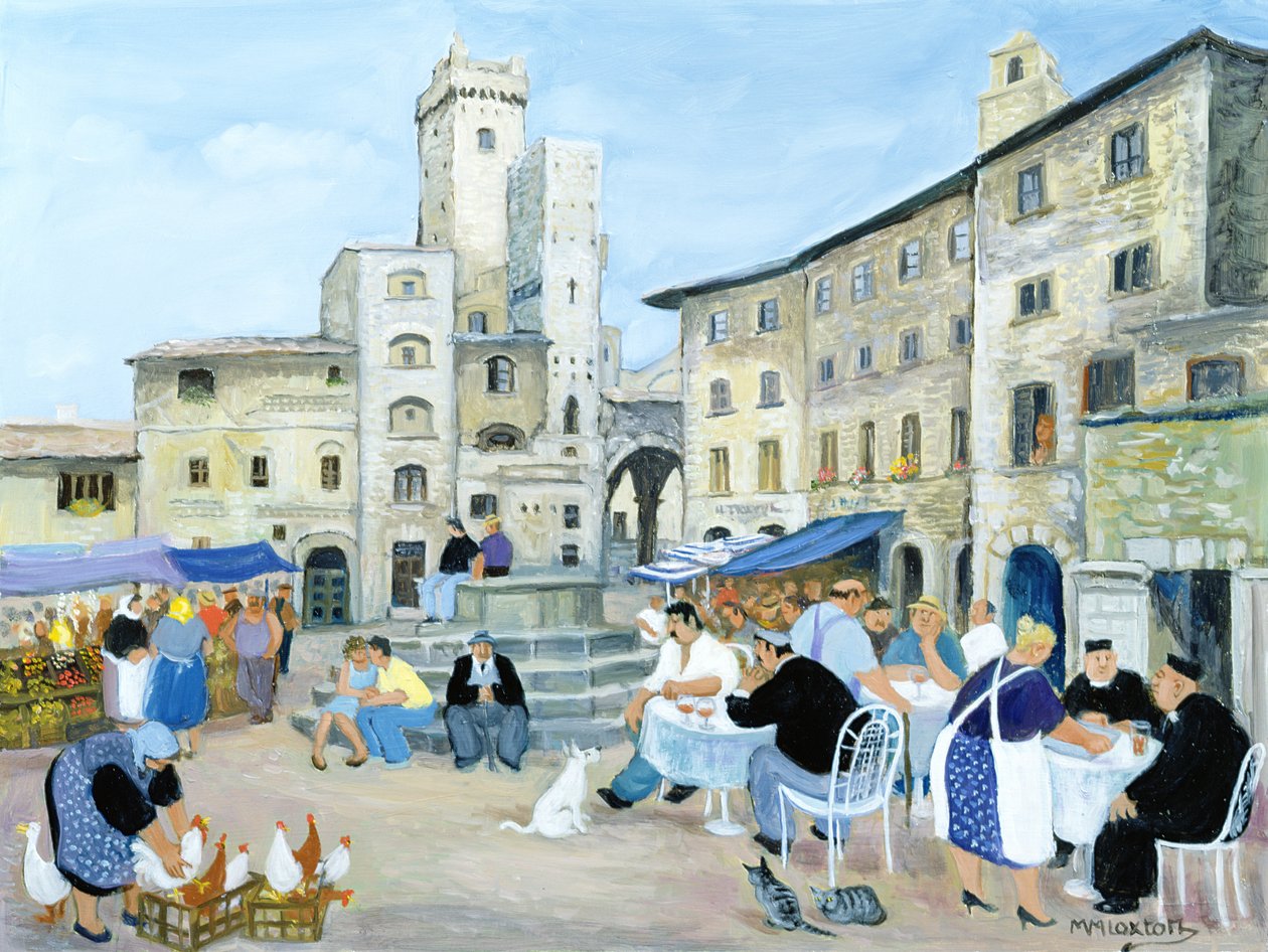 pranzo in una piazza del mercato, Toscana da Margaret Loxton