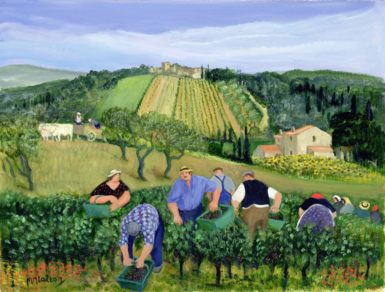vigneto, ulivi e girasoli da Margaret Loxton