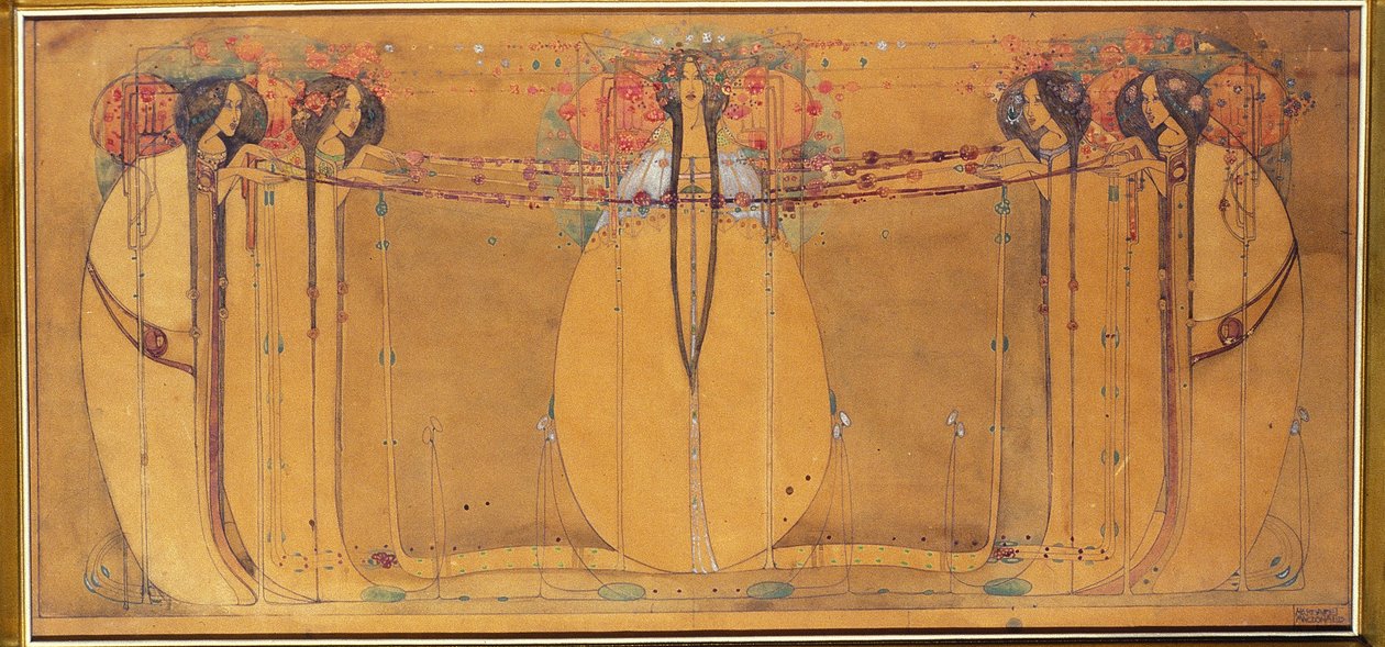 Regina di Maggio, Cartone per Pannello per Ingram Street Tearooms, c.1900 da Margaret Macdonald