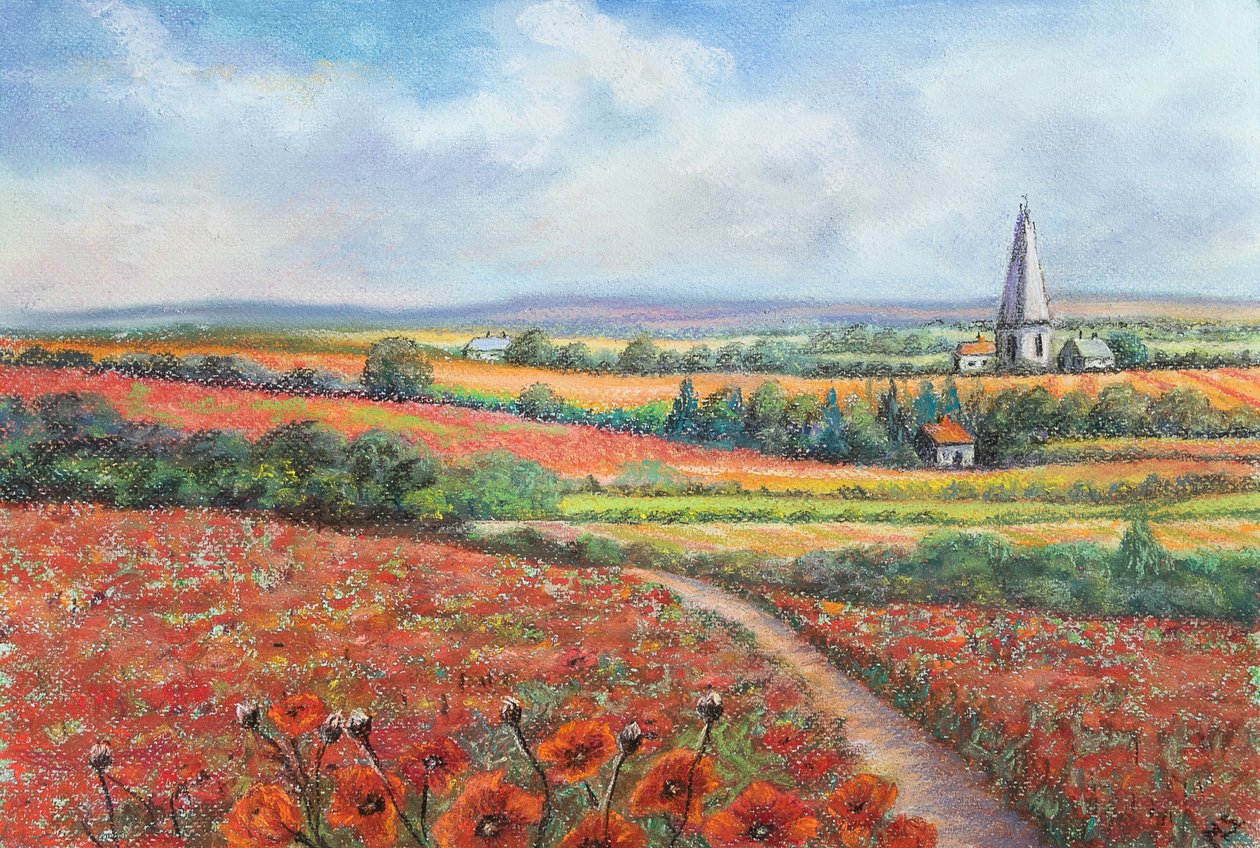 Campo di papaveri nel Cotswold, 2022 da Margo Starkey