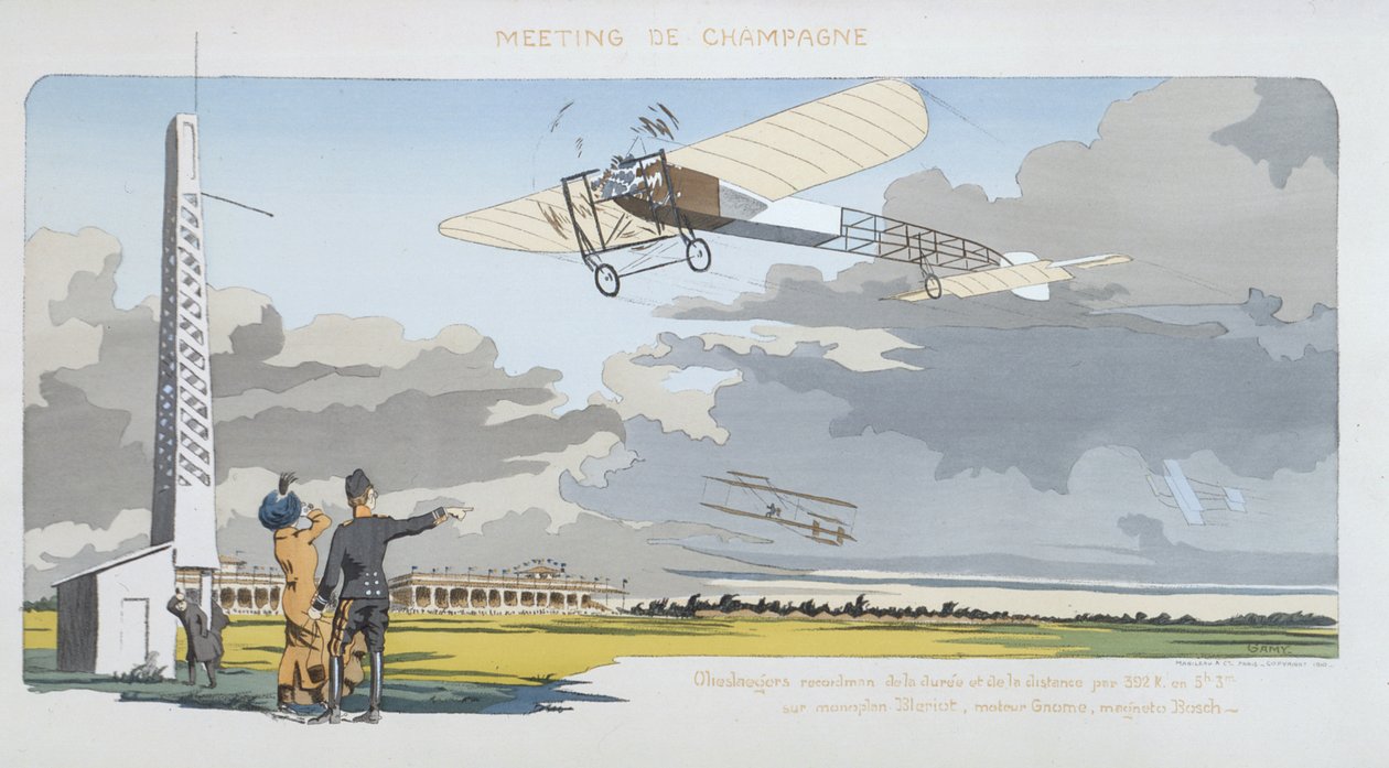 Incontro di aviazione a Champagne, pubblicato da Mabileau, Parigi, 1910 da Marguerite Montaut