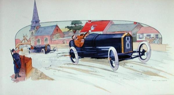 Una Peugeot da corsa nel Gran Premio di Francia del 1911 da Marguerite (fl.1909 14) Montaut