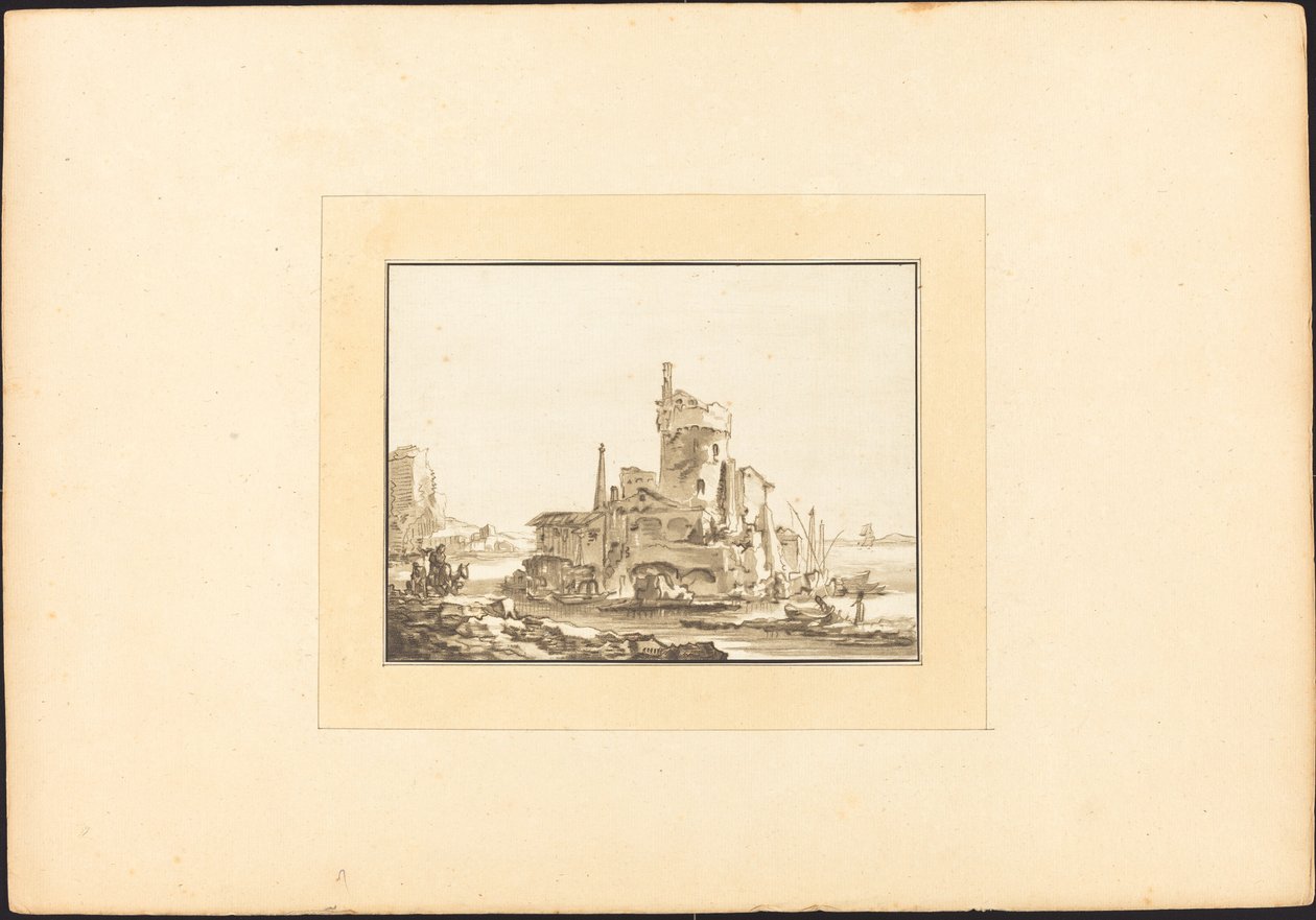 Paesaggio con una torre rotonda da Maria Catharina Prestel after Thomas Wyck