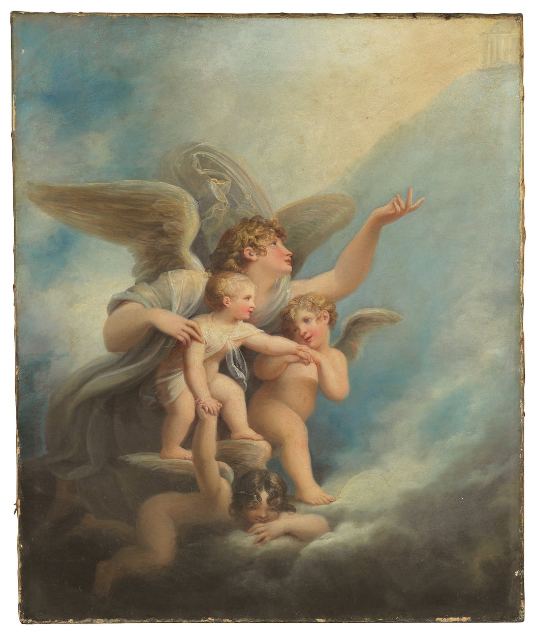 Un angelo e putti che accompagnano l