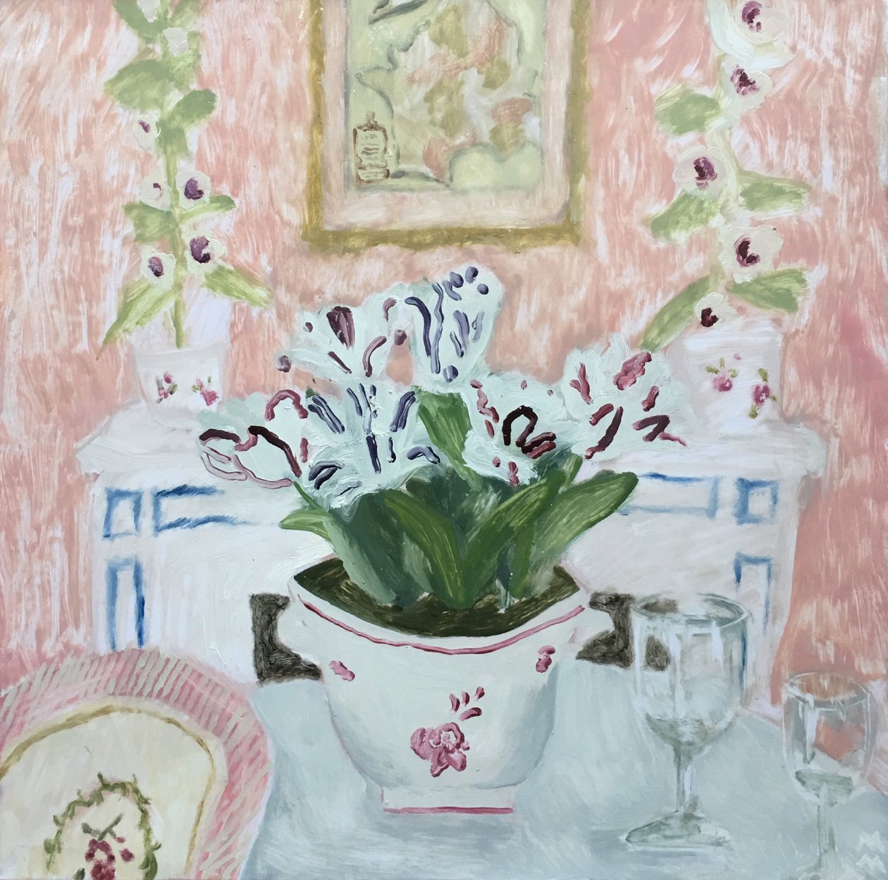 Natura morta con gigli, 2019 (olio su carta) da Maria Magenta