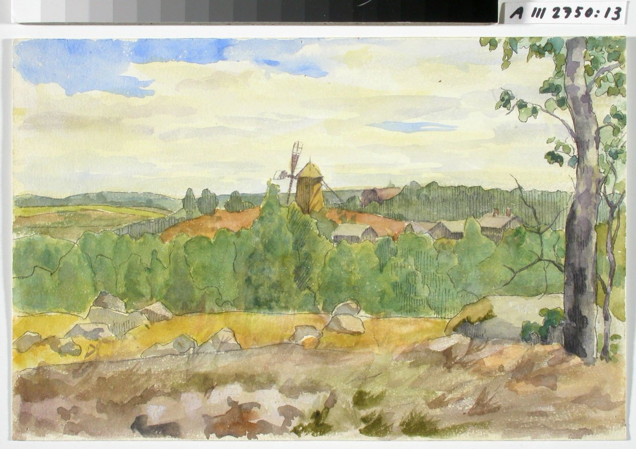 Studio paesaggistico con mulino a vento da Maria Wiik
