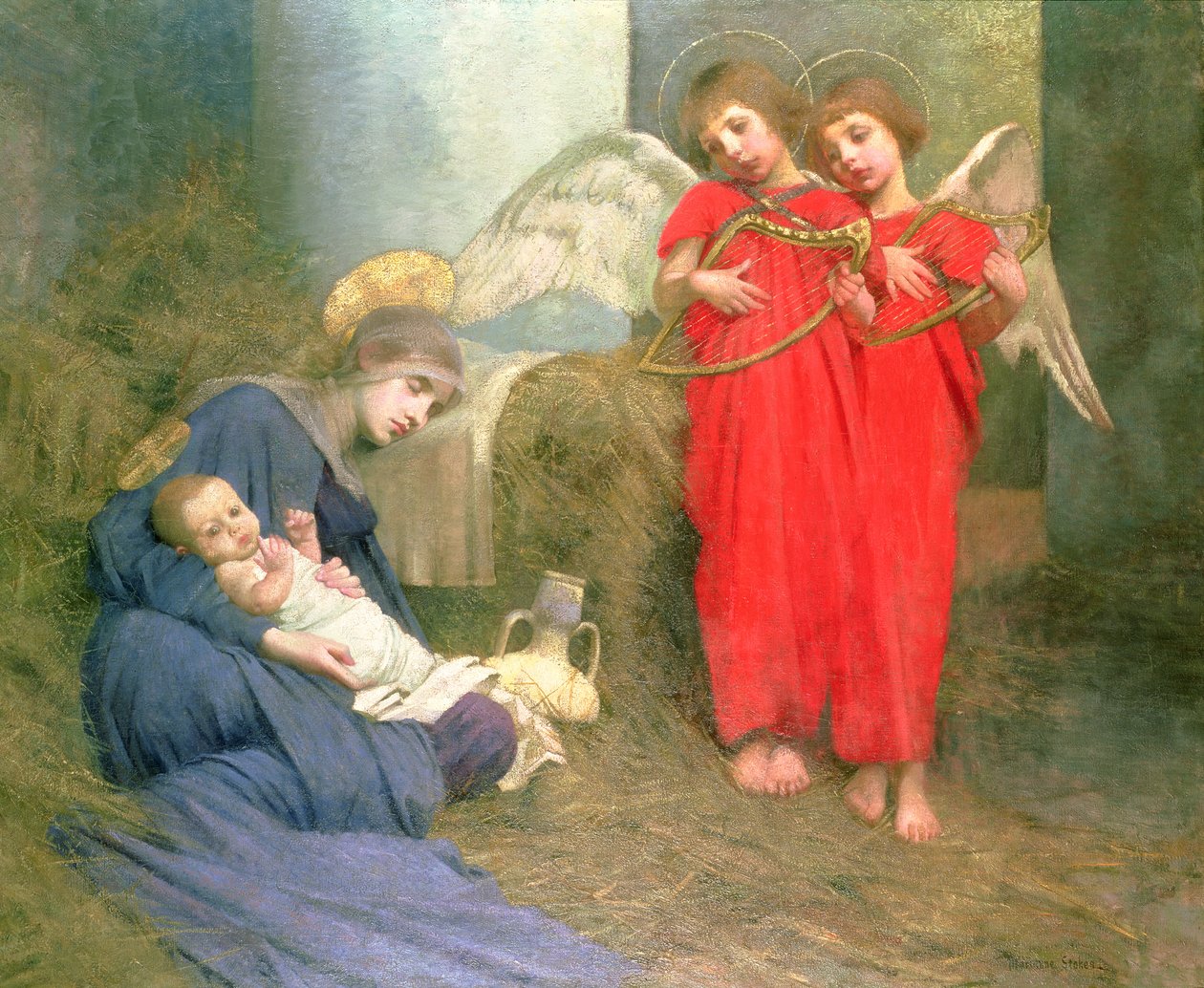 Angeli che Intrattengono il Bambino Santo, 1893 da Marianne Stokes
