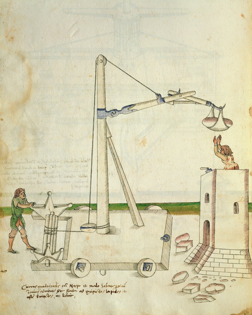 Progetto per una gru per la costruzione di una torre, illustrazione da 