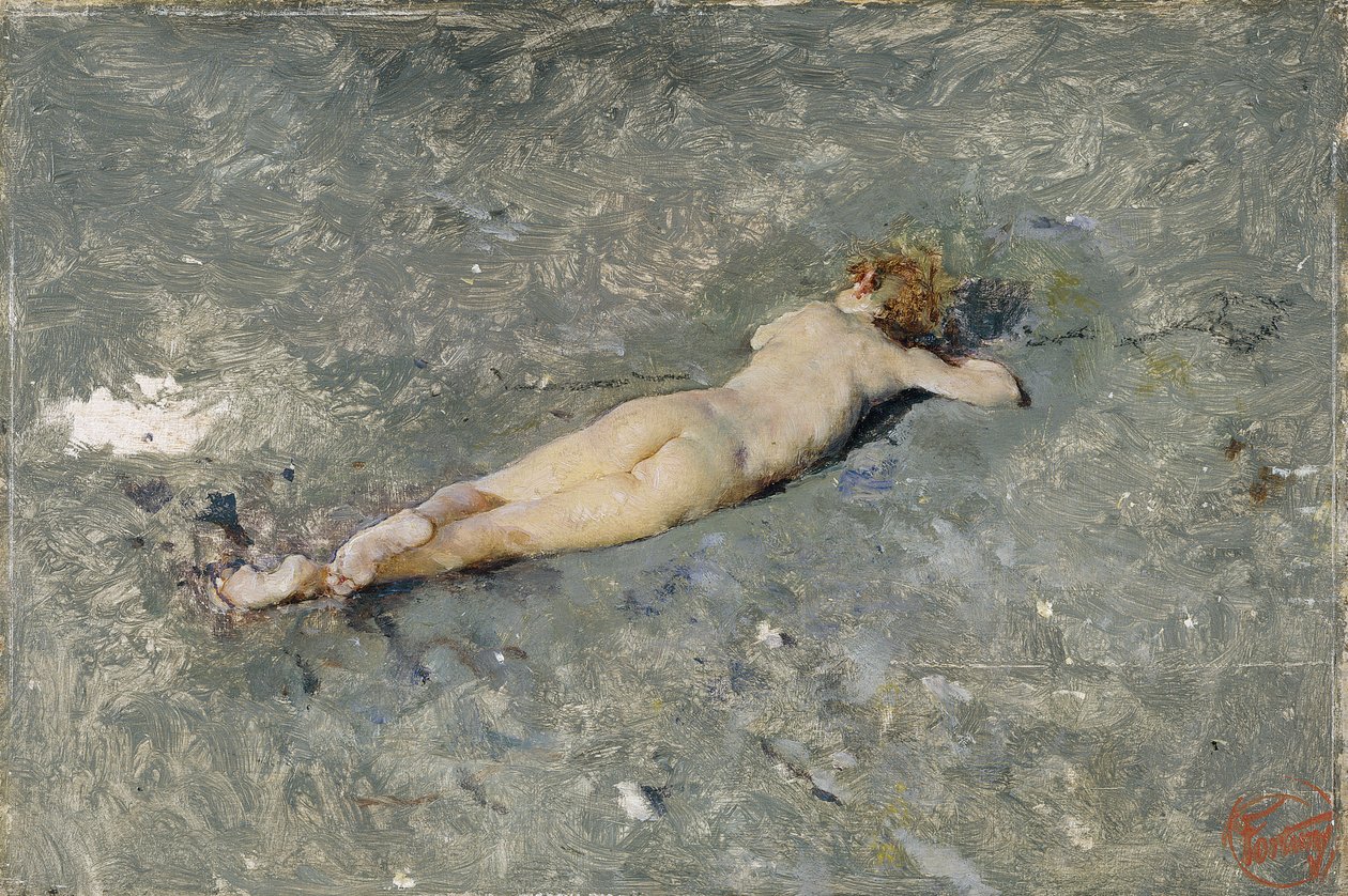 Bambino nudo sulla spiaggia di Portici da Mariano Fortuny y Marsal