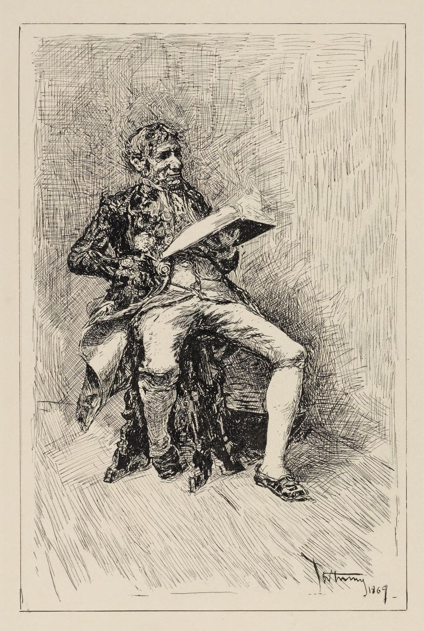 Sitzender Mann, der ein Buch liest da Mariano Fortuny