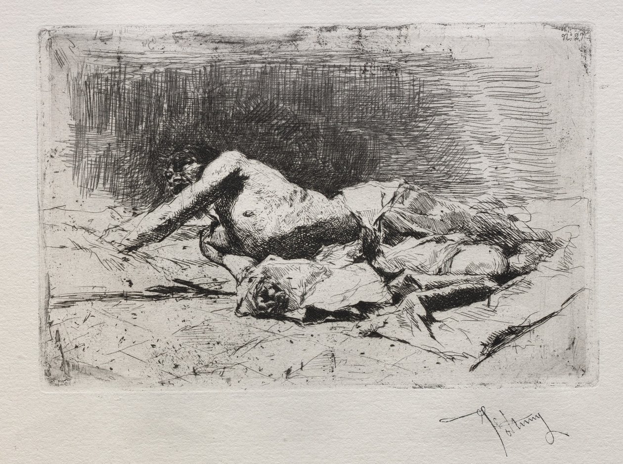 Uomo che si rotola a terra da Mariano José María Bernardo Fortuny y Carbó